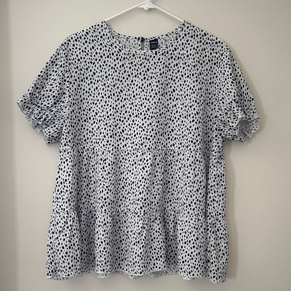 SHEIN Black and White Spotted Blouse